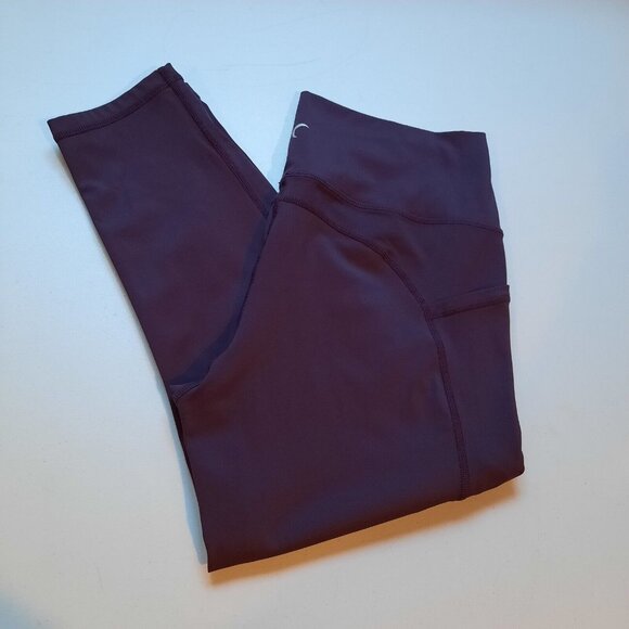 Zyia Leggings Womens 12 Wine Purple Brilliant High Rise Capri Pockets Active 20" - Picture 1 of 10